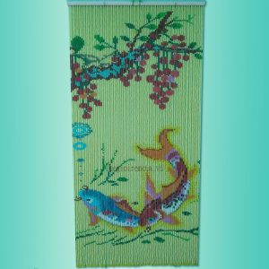 Rèm hạt nhựa tranh song hạc nền chuối Rèm hạt nhựa tranh song hạc nền chuối