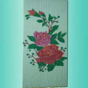 Rèm hạt nhựa tranh song hạc nền chuối Rèm hạt nhựa tranh song hạc nền chuối