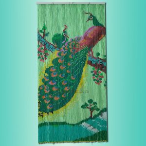 Rèm hạt nhựa tranh song hạc nền chuối Rèm hạt nhựa tranh song hạc nền chuối