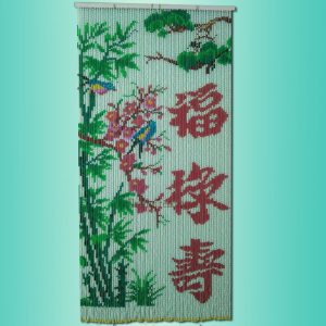 Rèm hạt nhựa tranh song hạc nền chuối Rèm hạt nhựa tranh song hạc nền chuối