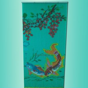 Rèm hạt nhựa tranh song hạc nền chuối Rèm hạt nhựa tranh song hạc nền chuối