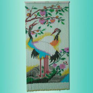 Rèm hạt nhựa tranh song hạc nền chuối Rèm hạt nhựa tranh song hạc nền chuối