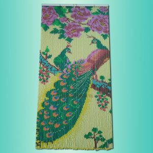 Rèm hạt nhựa tranh song hạc nền chuối Rèm hạt nhựa tranh song hạc nền chuối