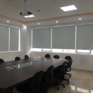 Rèm sáo cuốn văn phòng màu xanh mát dịu Rèm sáo cuốn văn phòng màu xanh mát dịu