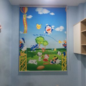 Màn cửa trẻ con hình 3D họa tiết gấu Brown đáng yêu