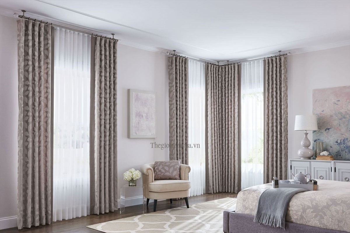 mẫu rèm vải 2 lớp phòng ngủ